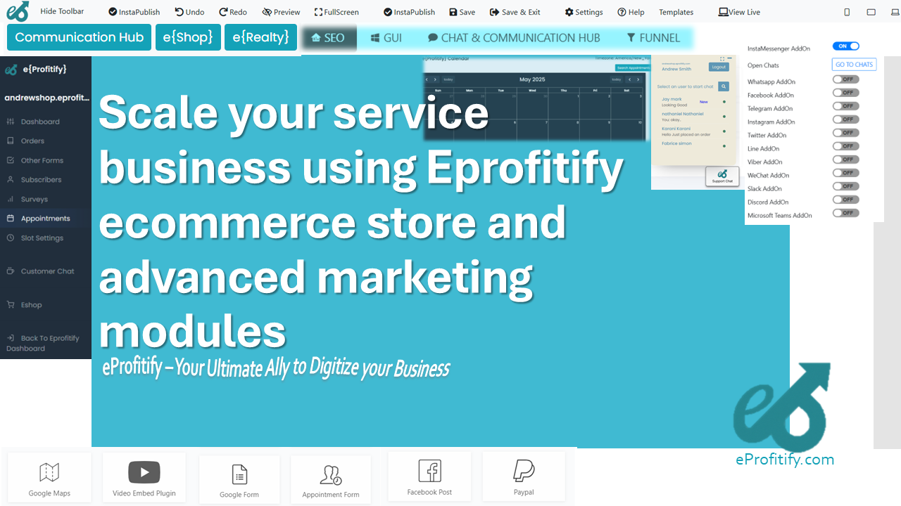 Scale your service business using Eprofitify ecommerce store and advanced marketing modules
